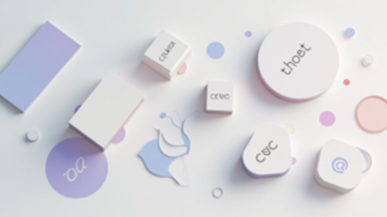 Animazione elegante di elementi di brand (logo, colori, font) che si compongono per formare un'identità coesa su mockup digitali e fisici.